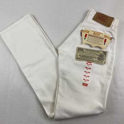 Deadstock Vintage Levi's 501 25x32 Denim White Jeans Student Fit