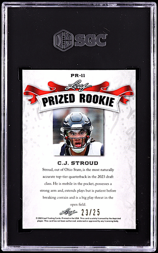 C.J STROUD 2023 LEAF METAL SPECIAL RELEASE PRIZED RC /25 WAVE SILVER (SGC 9.5 ) - Picture 2 of 3