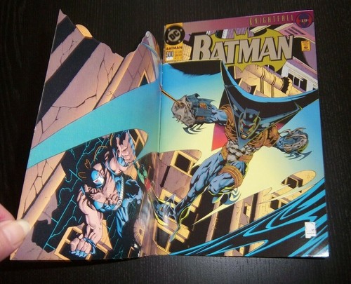 Batman #500 Die-Cut / Foil Cover Knightfall Part 19 w/ 2 Post Cards - DC 1993 - Picture 3 of 5