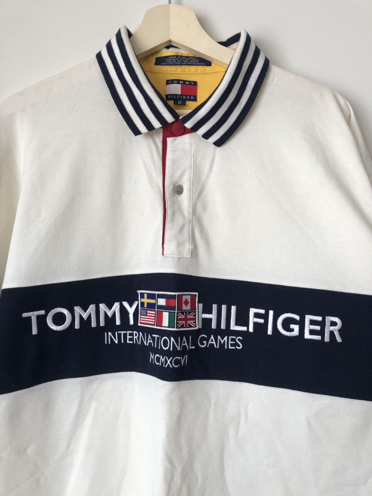 Vintage 90s Tommy Hilfiger International Games Embroidered Polo Shirt Mens 2XL