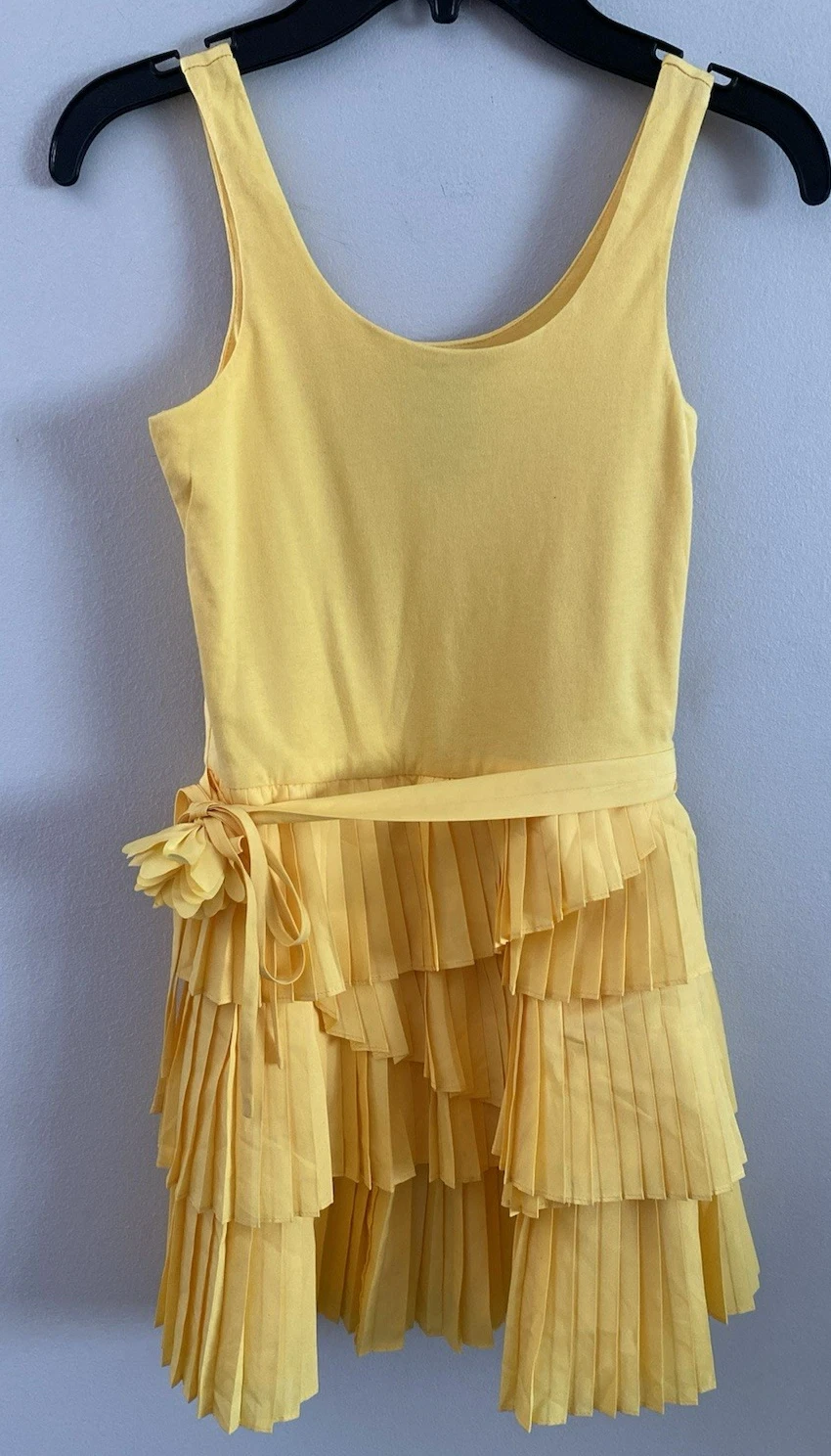 Ralph Lauren Sleeveless Dress Fit & Flare Pleaded Tiers Yellow Girl's Size 7