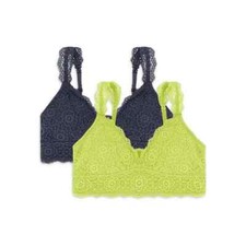Wonder Nation Girls Size XS Lace Convertible Bralette 2 Pack gray, green NWT