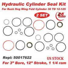 22x Hydraulic Cylinder Seal Kit For Bush Hog Wing Fold 3x12x1-1/4" Ram 50017622
