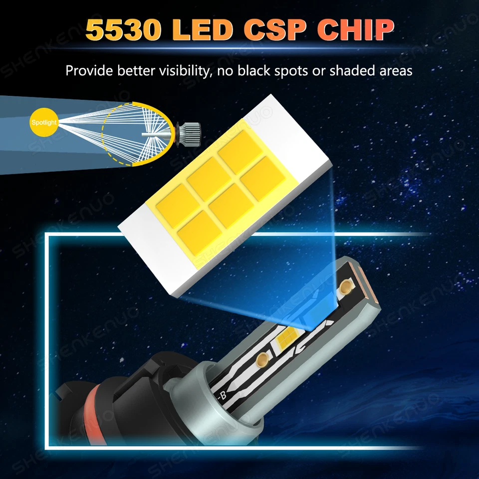 For Ford F700 F800 1993-1998 6000K 2X 9007 LED Headlight High/Low Beam Bulbs Kit - Image 2 of 4