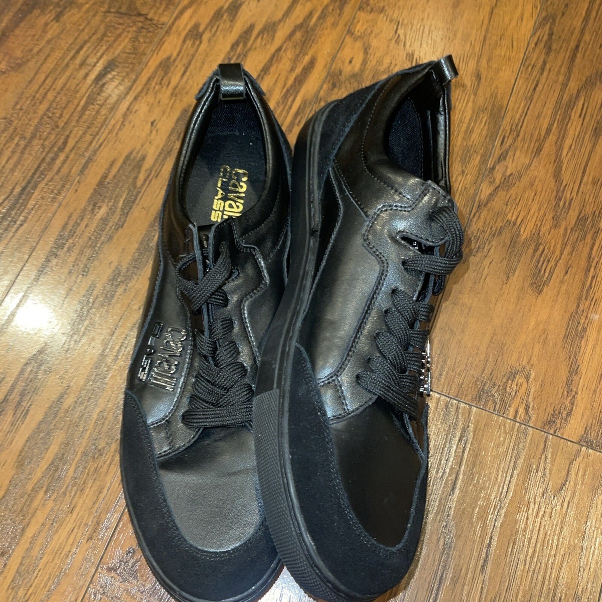 Roberto Cavalli Class mens shoes Size 11 44Black Leather and  display picture 2