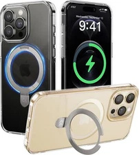 CASEKOO iPhone 12 Pro Max Clear Case, Mag Ring Stand, 16FT Mil Prot, 6.7"