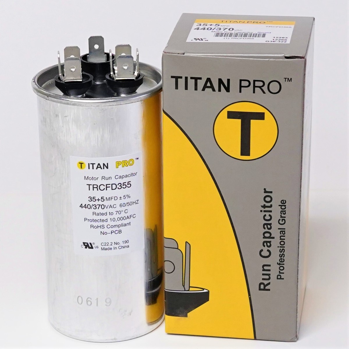 TitanPro TRCFD355 HVAC Round Dual Motor Run Capacitor 35/5