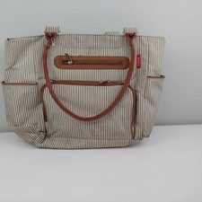 Soho diaper bag 18" brown green striped changing pad included