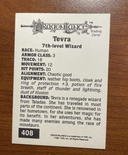 Dungeons & Dragons 1991 TSR - DragonLance Gold Tevra #408 - Picture 2 of 4