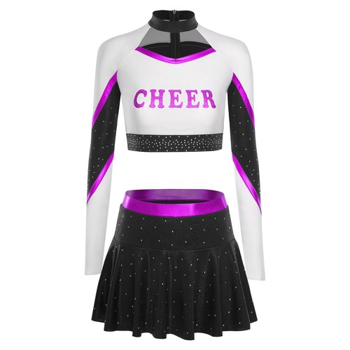 Minifalda Mujer Femenina Cheerleading Uniforme Contraste Crop Top Elástico - Imagen 59 de 66