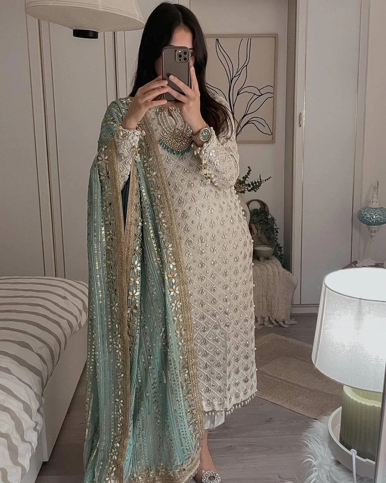 Дизайнерские пакистанские готовые к носке костюмы Salwar Kameez индийская свадьба вечеринка Kurta - Изображение 2 из 4