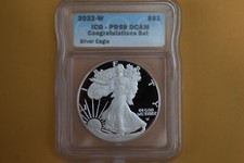 2022 W PROOF SILVER EAGLE CONGRATULATION SET ICG PR69 DCAM