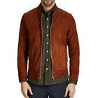 Trendy Men's Sheepskin Suede Leather Jacket Biker TAN Zip Up Premium Casual Wear