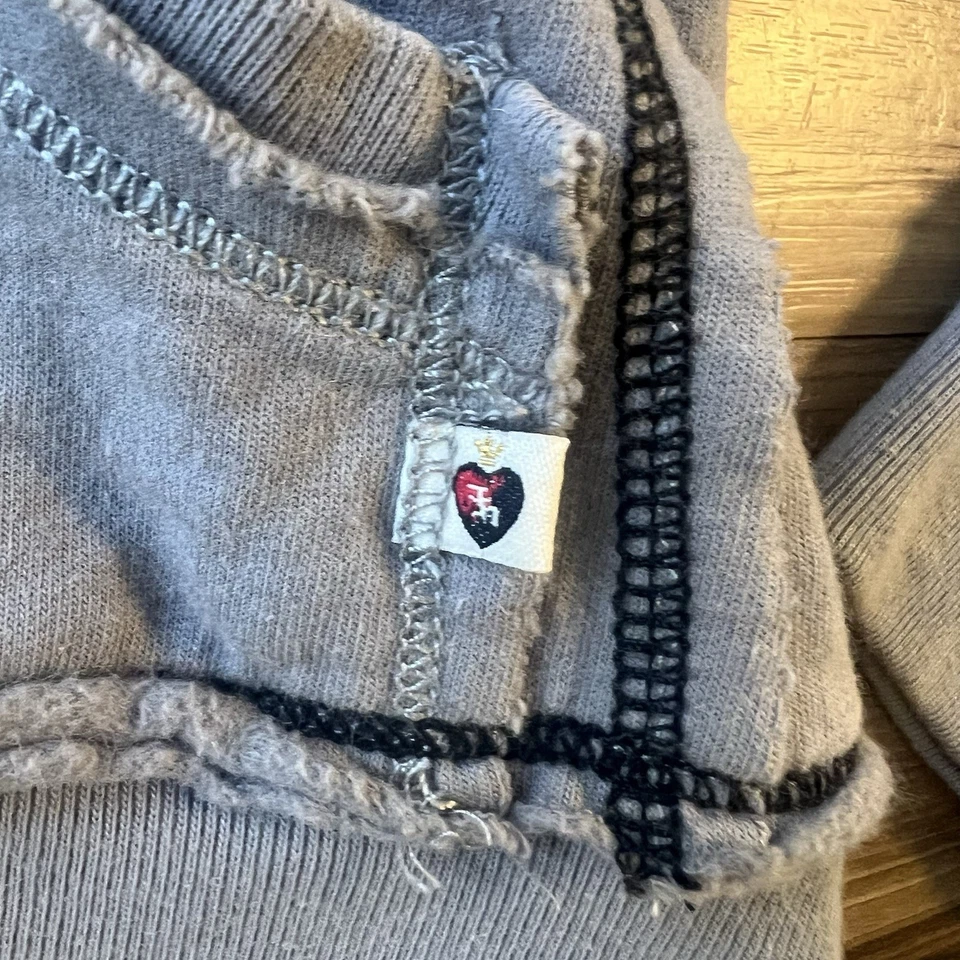 Twisted Heart Hoodie embroidered studded full zip Women’s S grey Y2K Style - Image 3 of 4