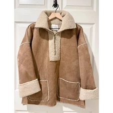 Velvet By Graham & Spencer Reversible Luxe Sherpa Pullover Quarter Zip Jacket M