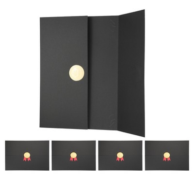 5 Pack Tri-Fold Certificate Holders, 12.6 x 9.1''Gold-Stamped, Black