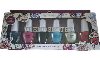 6 PC Nail Polish Set Jojoba Oil Infused Ed Hardy Trendsetter Collection NIB
