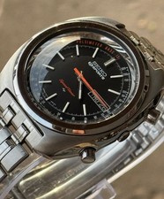 Vintage Seiko 5 Speed Timer Black Dial Wrist Watch For Men Japan 7017-8000