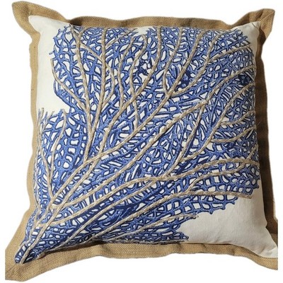 Saro Lifestyle Neptunian Sea Fan Corral Cotton Decorative Throw Pillow 20x20