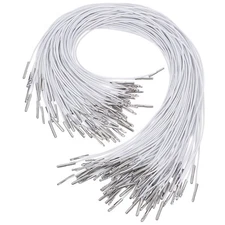 150 Pcs White Elastic Cord 14" 1.2mm Barbed Rope Stretch Metal Ends for Masks