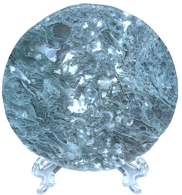 Beautiful Moss Agate Disc w/Stand 3.74''/181 Grams