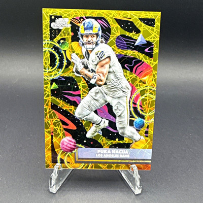 Topps Chrome 2025 Puka Nacua Los Angeles Rams Gold Nebula Laser 33/50 🔥