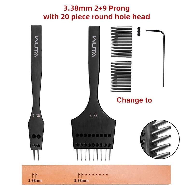 Sharp Head Replaceable Pricking Iron Removable Circle Leather Hole Punch Laci...