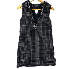 Anthropologie Maeve Mini Dress Womens XS Black Sequin Old Money Academia Tweed