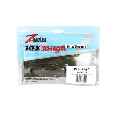 Zman Soft K�der Pop FrogZ 4 Zoll 4/Pack Mud Minnow (2024)