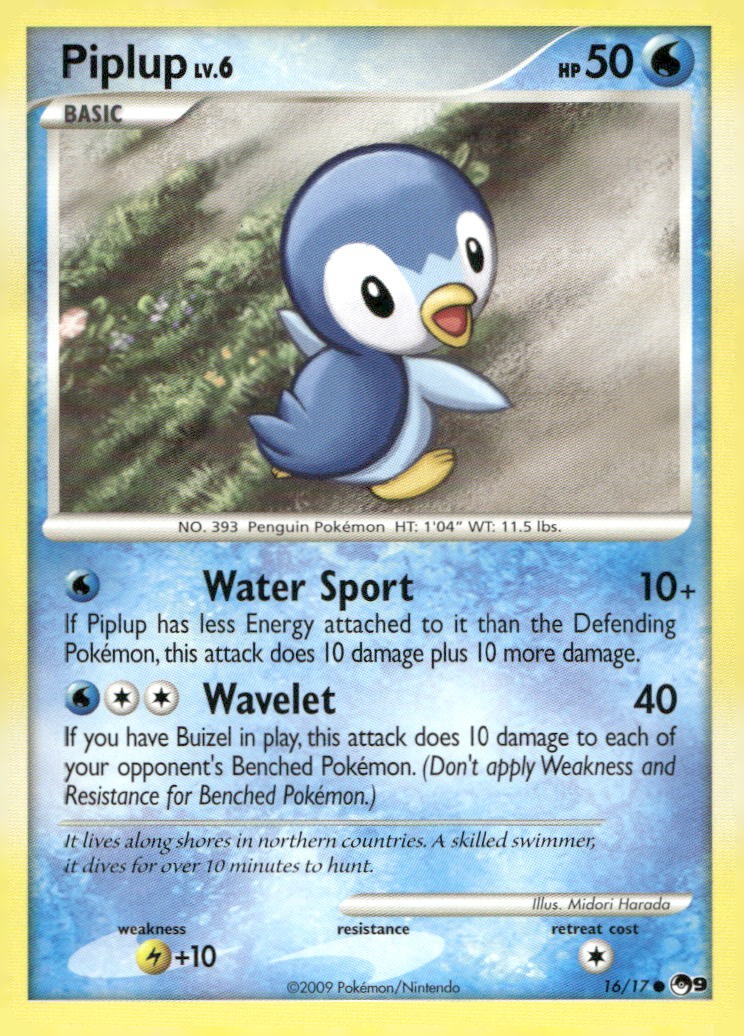 Piplup 16/17 Common POP Series 9 Pokemon Lightly Played