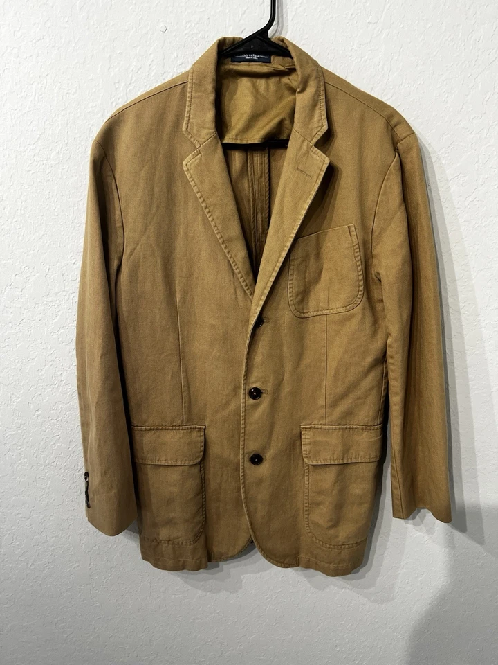Blazer Abrigo Deportivo Polo Ralph Lauren Algodón Lino Talla 42L Beige Tostado Sin Estructura Foto 4 de 4