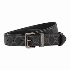 NEW Gucci Square Buckle GG Emblem Belt Black Gray Men Size 105cm/42"