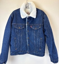 Vintage Levi  s Sherpa Lined 80's Denim Trucker Jacket Men's SZ 42 Made In USA
