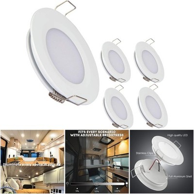 2-3/4  Full Aluminum 12V Dimmable LED Puck Light White Warm White Campervan