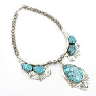 Charleston Draper Signed Navajo Sterling Spiderweb Turquoise Necklace #S5308-4 — photo 2