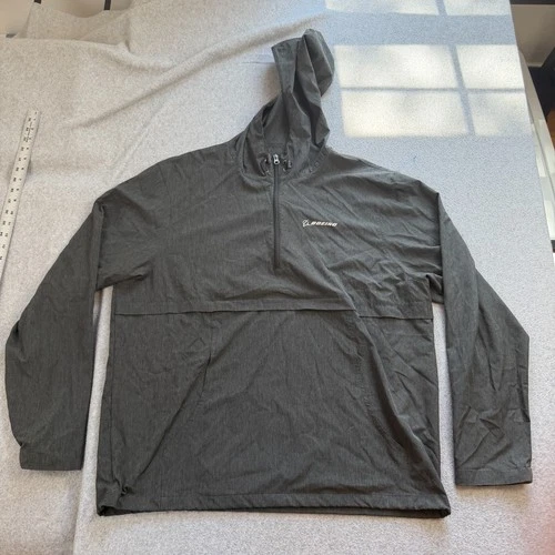 Boeing Anorak 1/2 Zip Jacket Mens XL Gray Logo Graphic Hoodie Lightweight - product listing photo