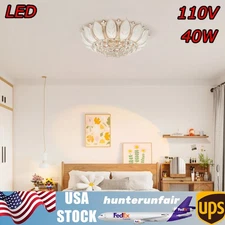 23.5" Large Crystal Chandelier Flush Mount Ceiling Light Luxury Pendant Lamp NEW