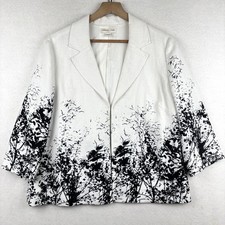 Coldwater Creek Linen Blend Blazer Womens PL Tree Print Artistic