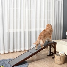 Pet Ramp Pet Ramp for Dogs Non-slip Carpet Steps Top Platform Pine Wood Gray