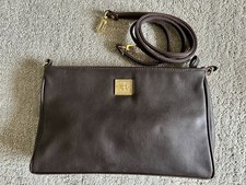 Vintage Bueno Brown Clutch Crossbody Shoulder Bag Dark Brown and Gold