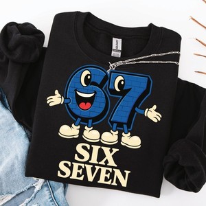 67 SIX SEVEN Sweatshirt – Cartoon Zahlen Design, Unisex Crewneck, Streetwear