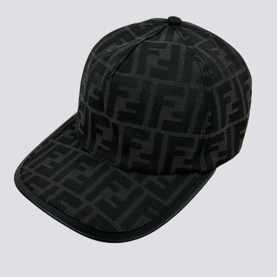 Fendi Zucca FF Estampado Lona Monograma Béisbol Camionero Gorra Sombrero Negro Talla M Foto 4 de 4