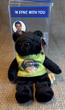 2000 NSync Limited Edition "Joey" Collector's Black Beanie Bear and Case T1