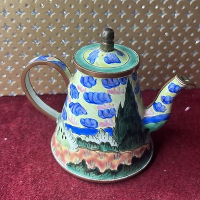 Mini Enamel Trade Plus Aid Teapot Charlotte di Vita Collectable Signed Vincea T.