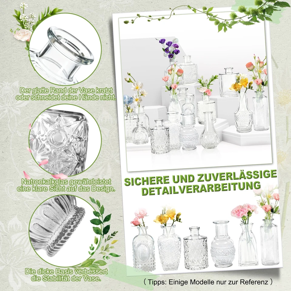 16/24/32 Stück Glasvasen Vasenset Deko Tischdeko Tischvasen Blumenvase Vase Glas - Bild 4 von 4