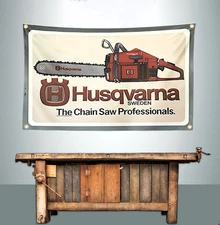 HUSQVARNA CHAIN SAW 3' X 5' BANNER FLAG (VINTAGE LOOK)