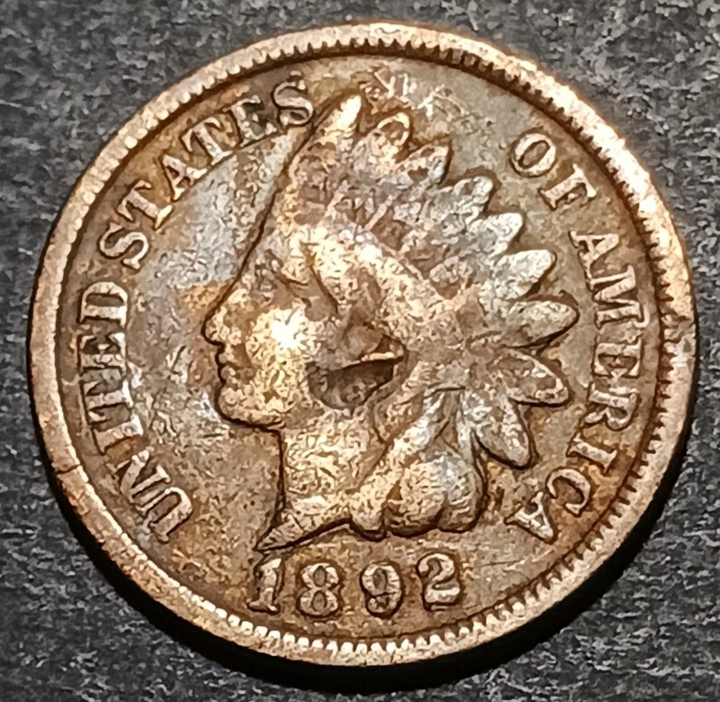 1892 Indian Head Cent Penny Antique U.S.A. One Cent Copper Coin Avg Circ 