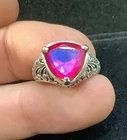 Simply Stunning Vintage Ornate .925 Sterling Silver Rainbow Pink Quartz Ring 8.5