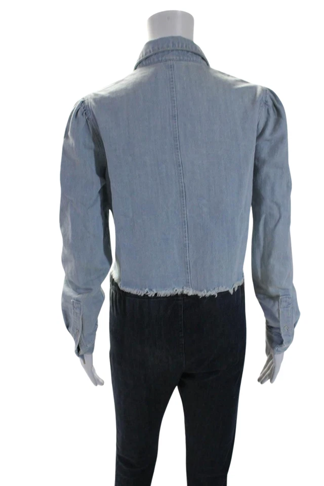 Camisa corta DL1961 para mujer algodón denim con botones Simone azul claro talla XS Foto 3 de 4