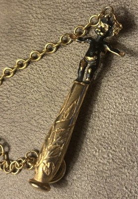 Vintage German Gold-Filled Black Angel Phone Dialer/ Pipe Tamper/ Watch Fob